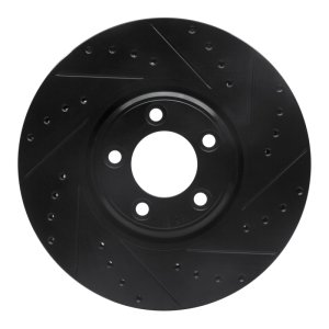 Jaguar Vanden Plas Brake Rotor (1) - Front Right - R1 Concepts - Drilled & Slotted - Black - `03-`05